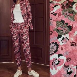 Sezane Gustav JacQuard Pivoine Rose Trousers 40